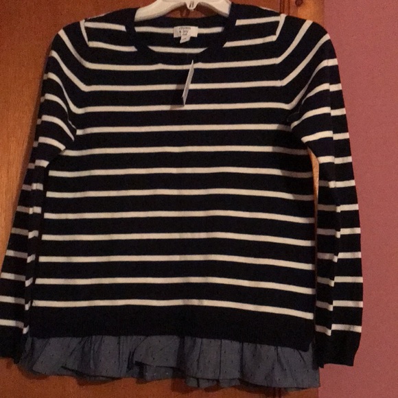 Crown & Ivy Girls top size XL blue and white stripes - Picture 2 of 4
